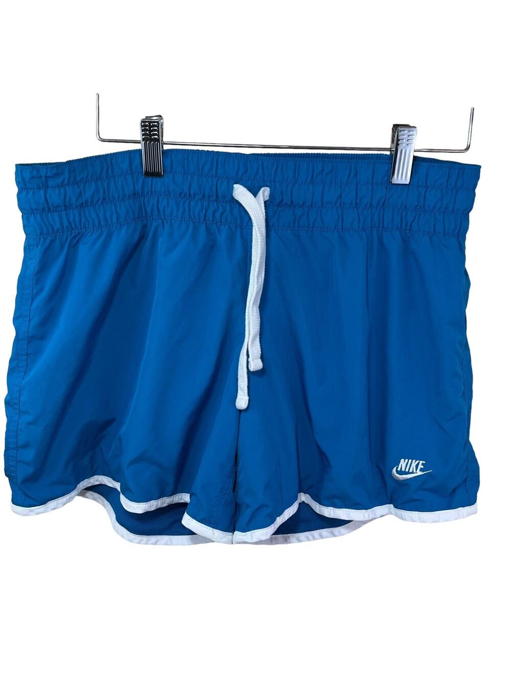 Vtg Nike Blue Shorts Mesh Lined Athletic Medium Sportswear White Women's Elastic